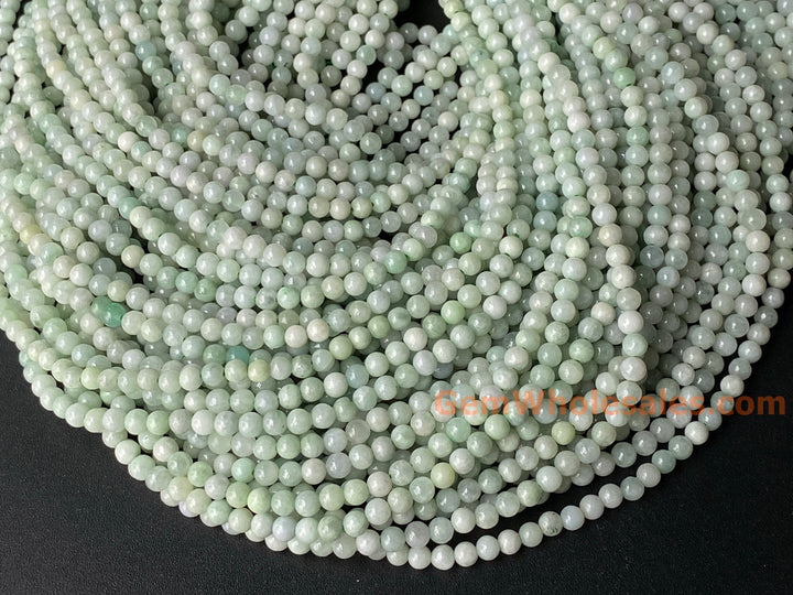 15.5" 4mm natural genuine green Burma jadeite Round beads