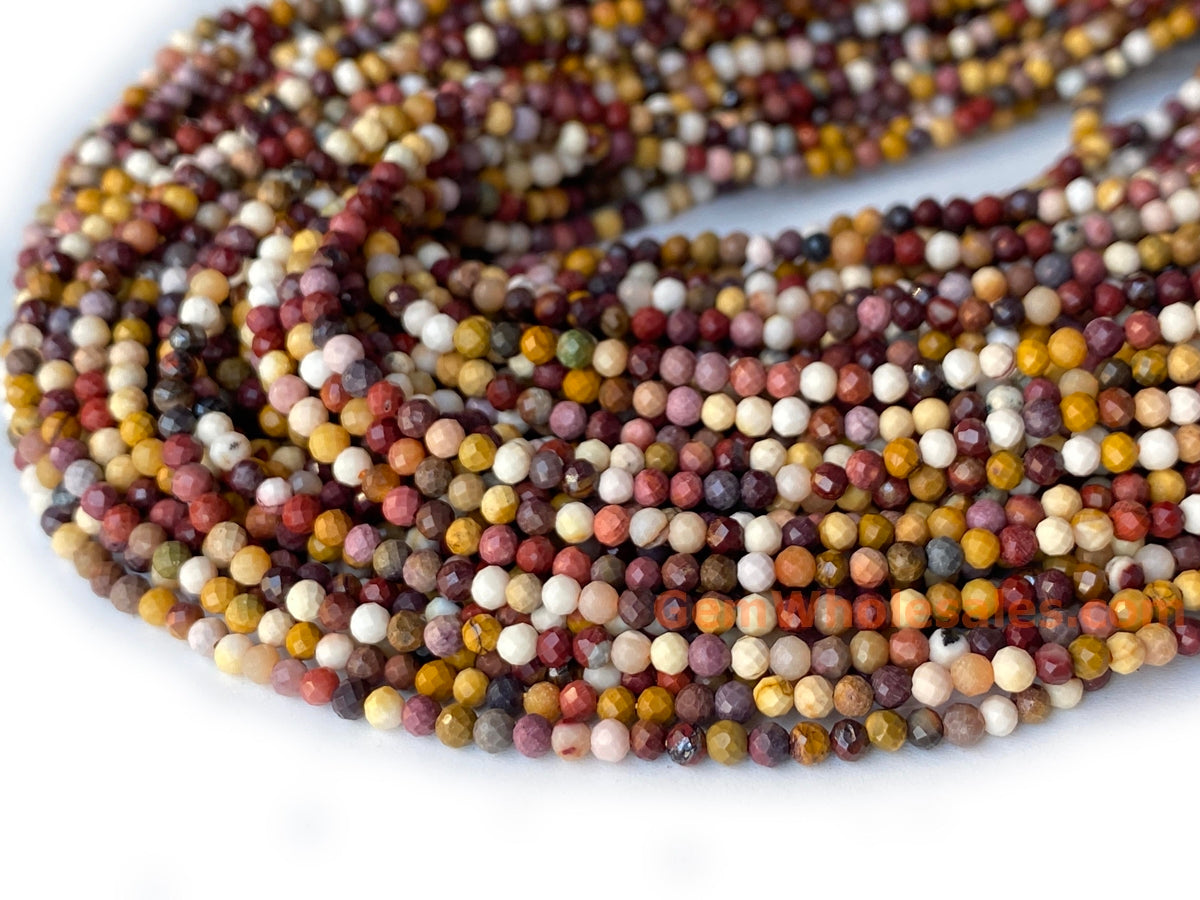 15.5" 3mm Natural mookaite/moukite stone round faceted beads