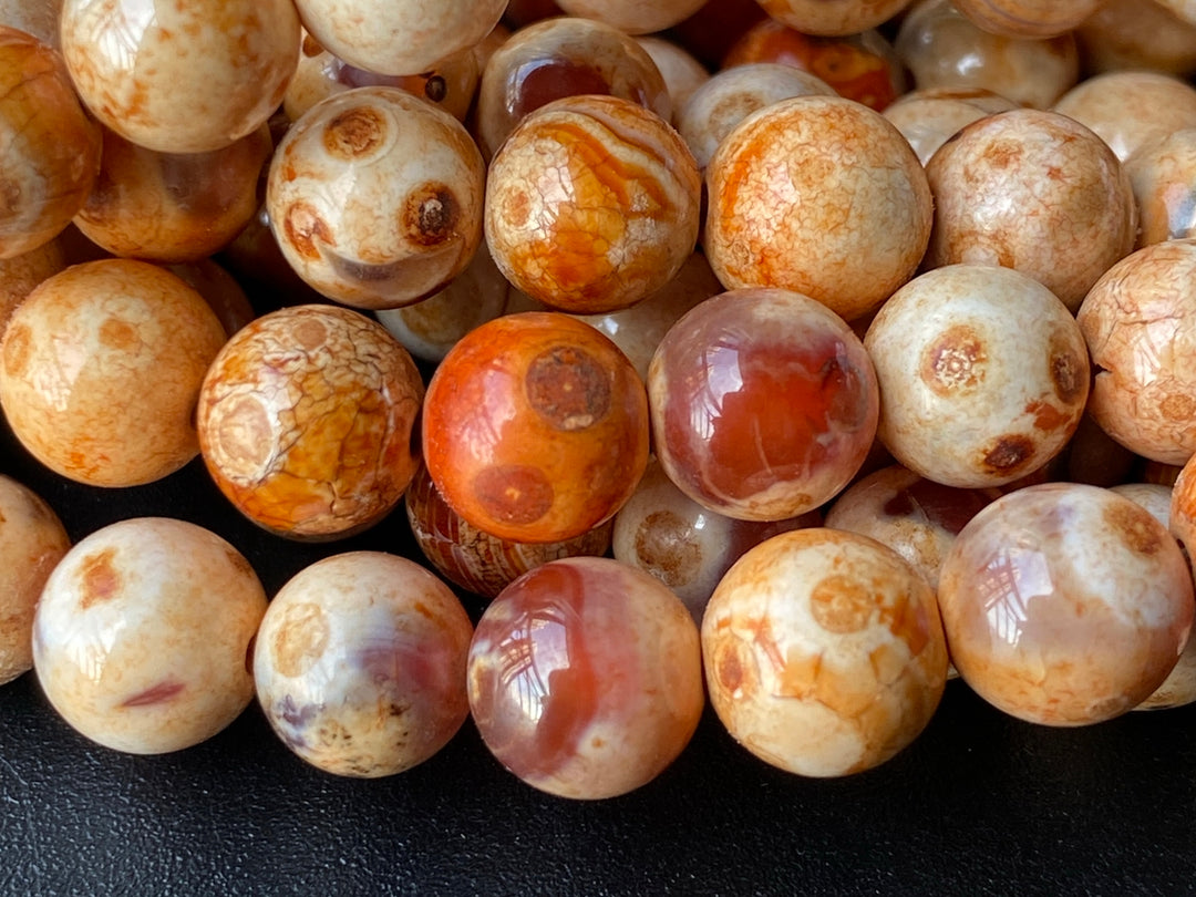 15" 8mm Dream Fire agate brown yellow grey multi color round beads