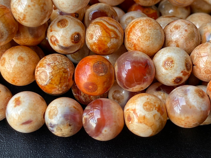 15" 8mm Dream Fire agate brown yellow grey multi color round beads