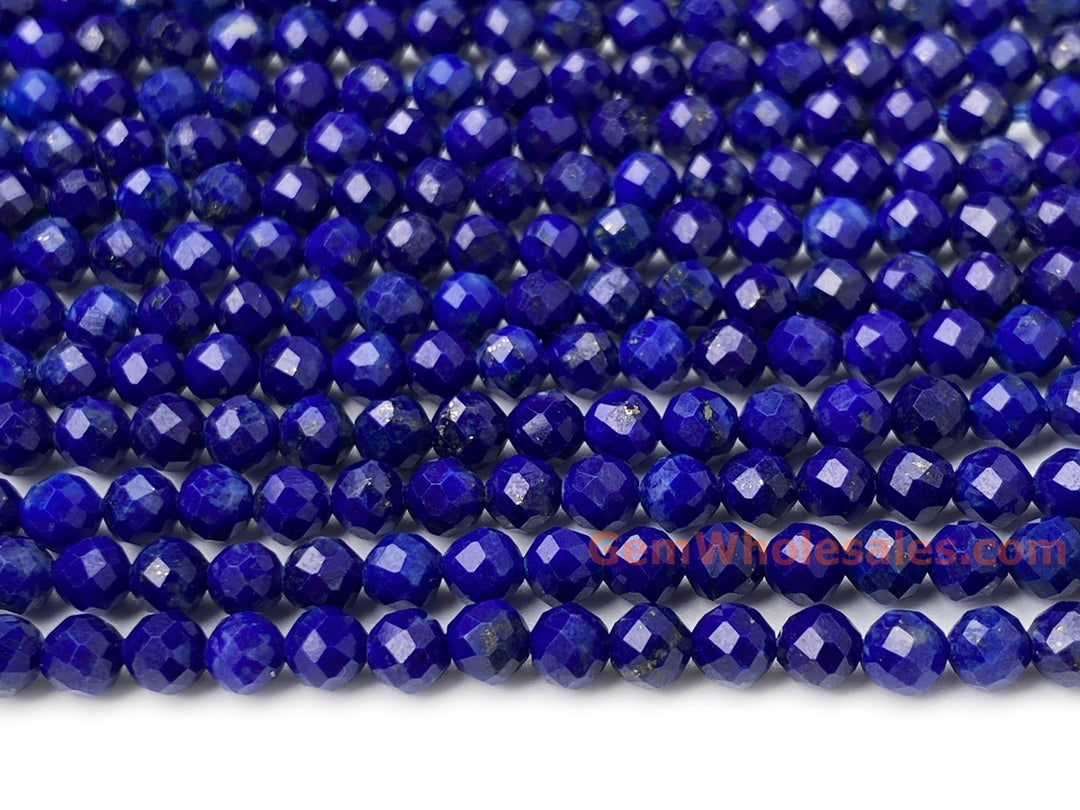 15.5" AA 3mm natural Lapis lazuli stone round faceted beads