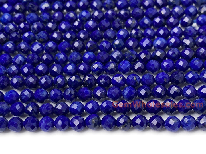 15.5" AA 3mm natural Lapis lazuli stone round faceted beads