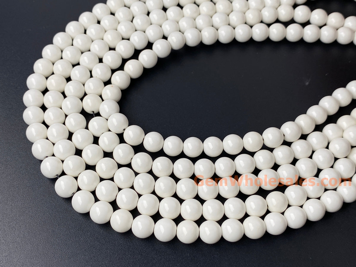 15.5" 8mm white Oxide Stone Round beads