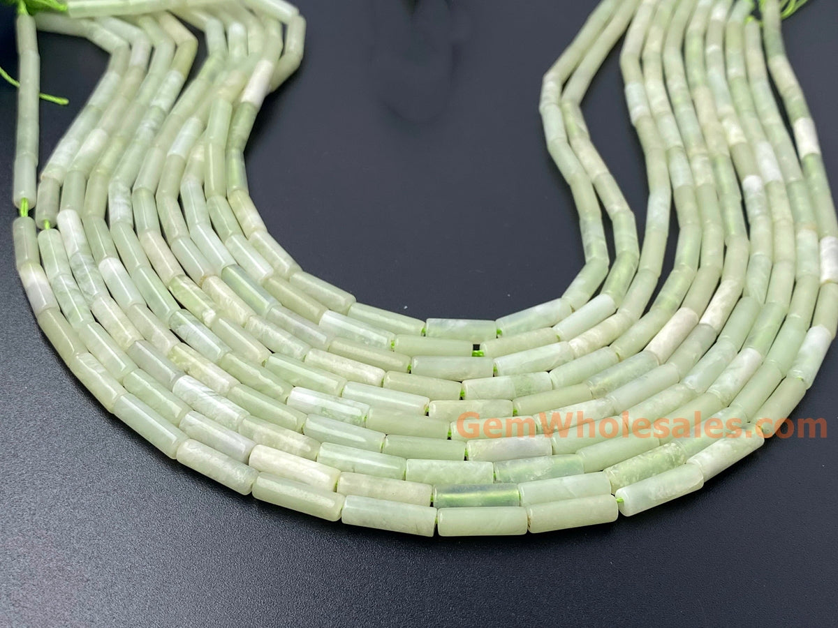 15" 4x13mm Hua show jade /flower jade cylinder Tube beads