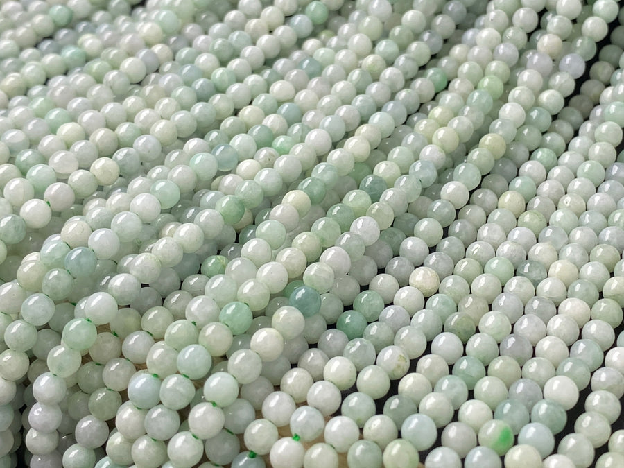 15.5" 4mm natural genuine green Burma jadeite Round beads
