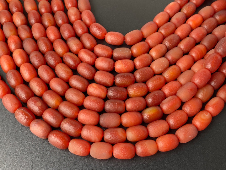 15" 12x17mm Matte/frosted red Agate barrel drum beads