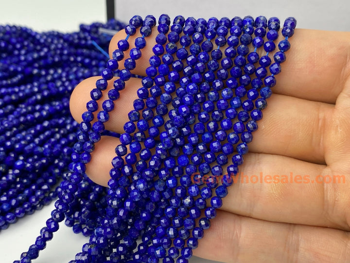 15.5" AA 3mm natural Lapis lazuli stone round faceted beads