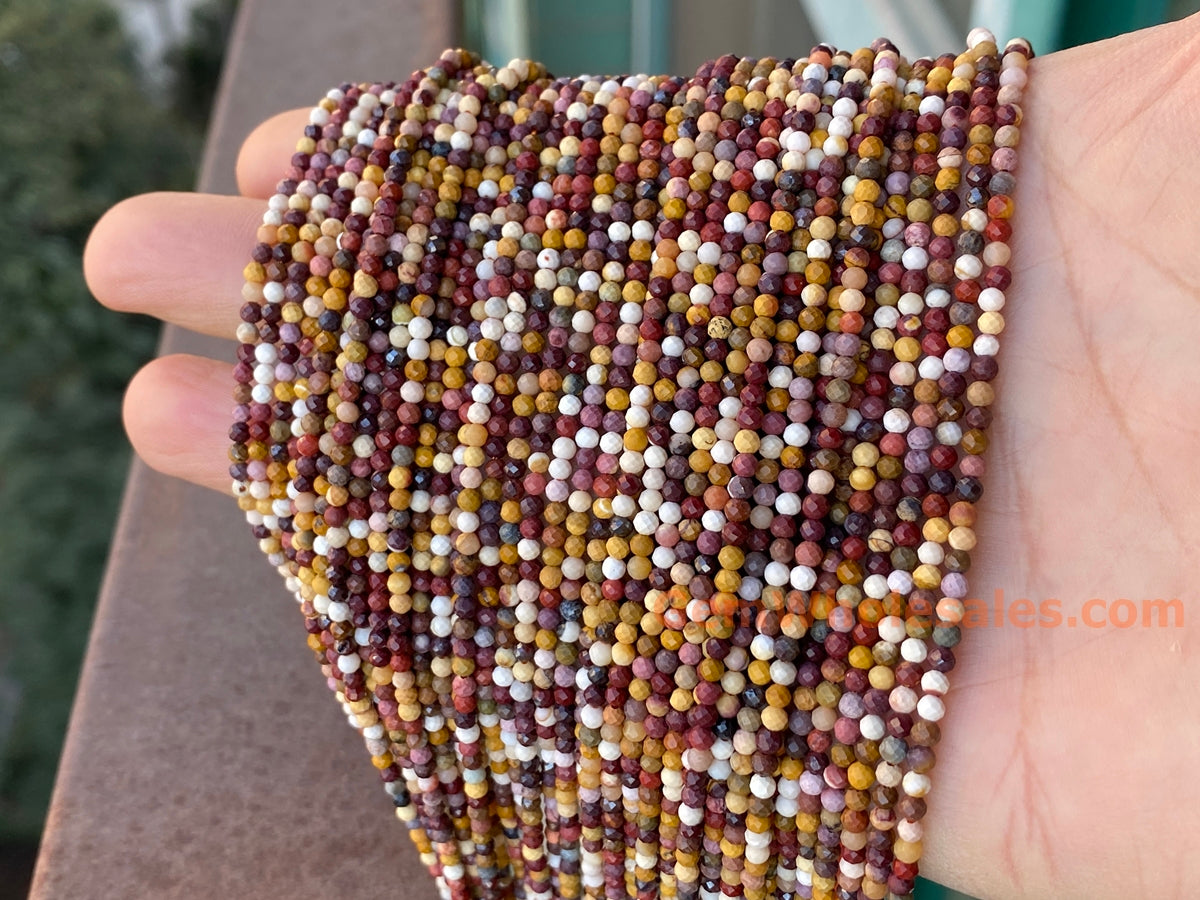 15.5" 3mm Natural mookaite/moukite stone round faceted beads