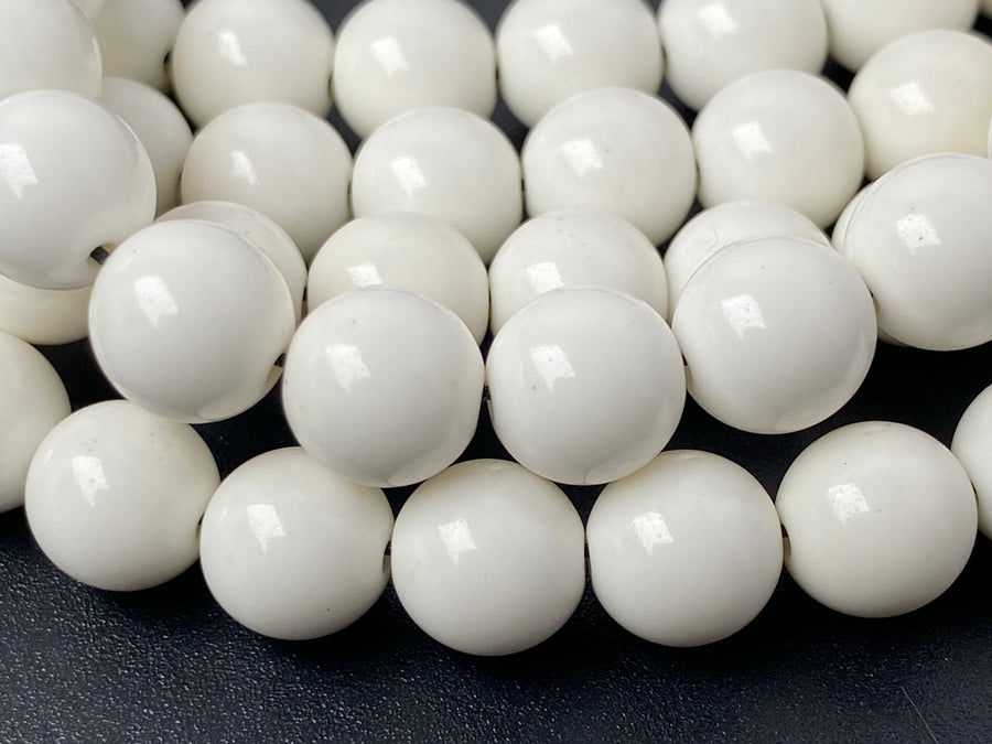 15.5" 8mm white Oxide Stone Round beads