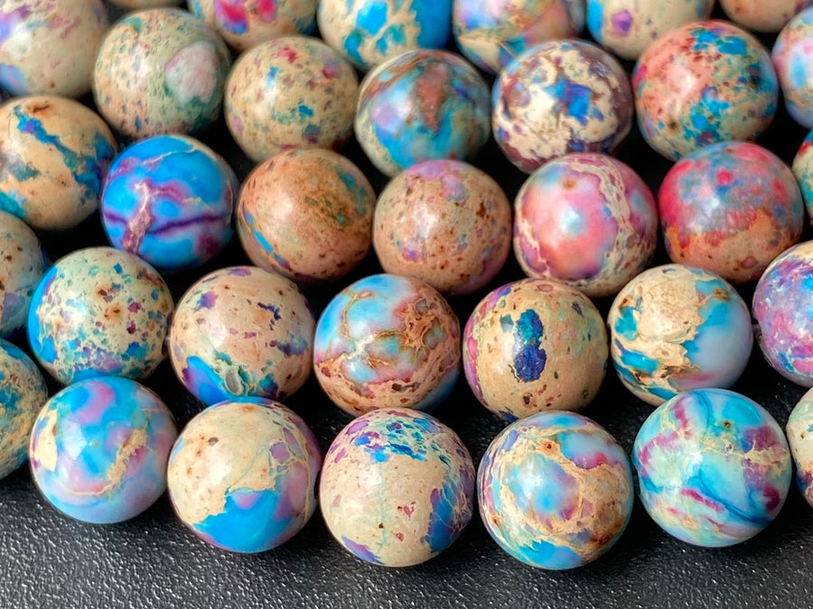 15.5" 8mm purple blue emperor jasper round beads, Terra Jasper