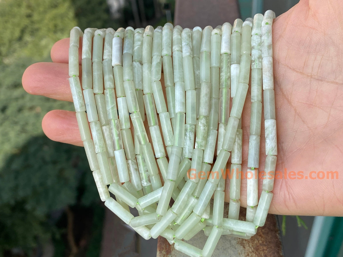 15" 4x13mm Hua show jade /flower jade cylinder Tube beads