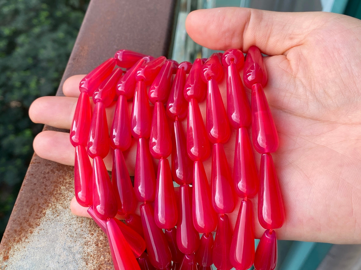 15" 10x30mm light rose Red agate teardrop beads for jewelry making