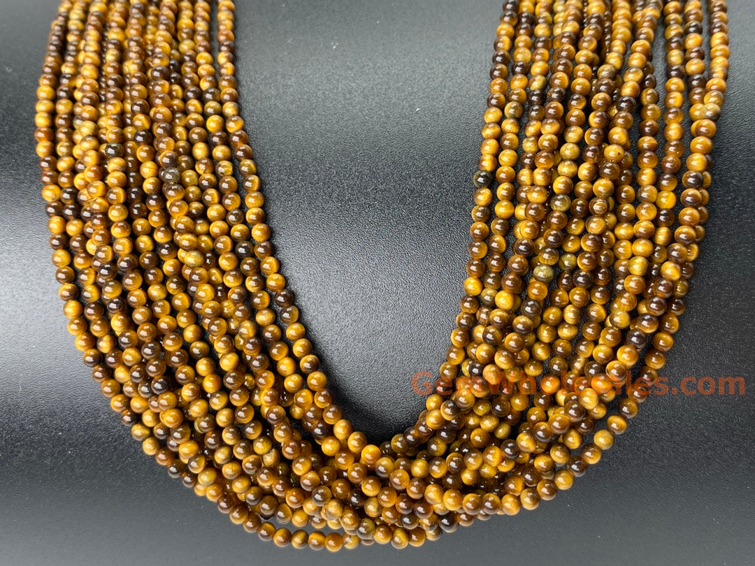 15.5" 2mm Natural yellow tiger eye stone round jewelry beads