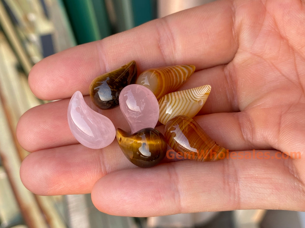 2PCS 11x19mm yellow stripe agate teardrop beads/pendant