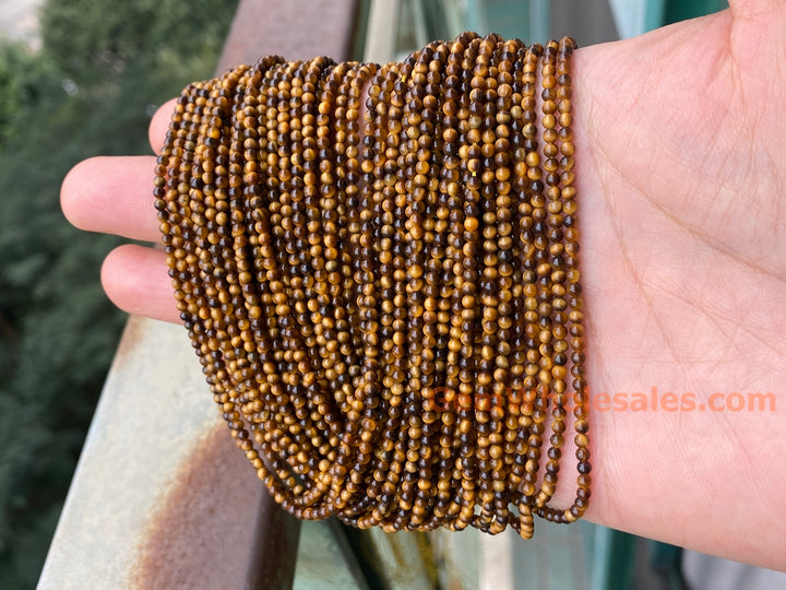 15.5" 2mm Natural yellow tiger eye stone round jewelry beads