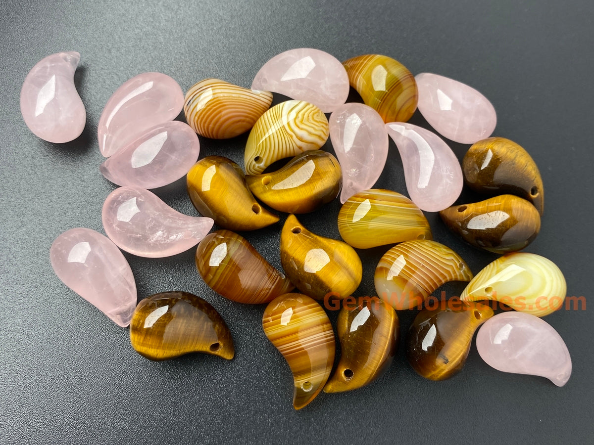 2PCS 11x19mm natural rose quartz teardrop beads/pendant