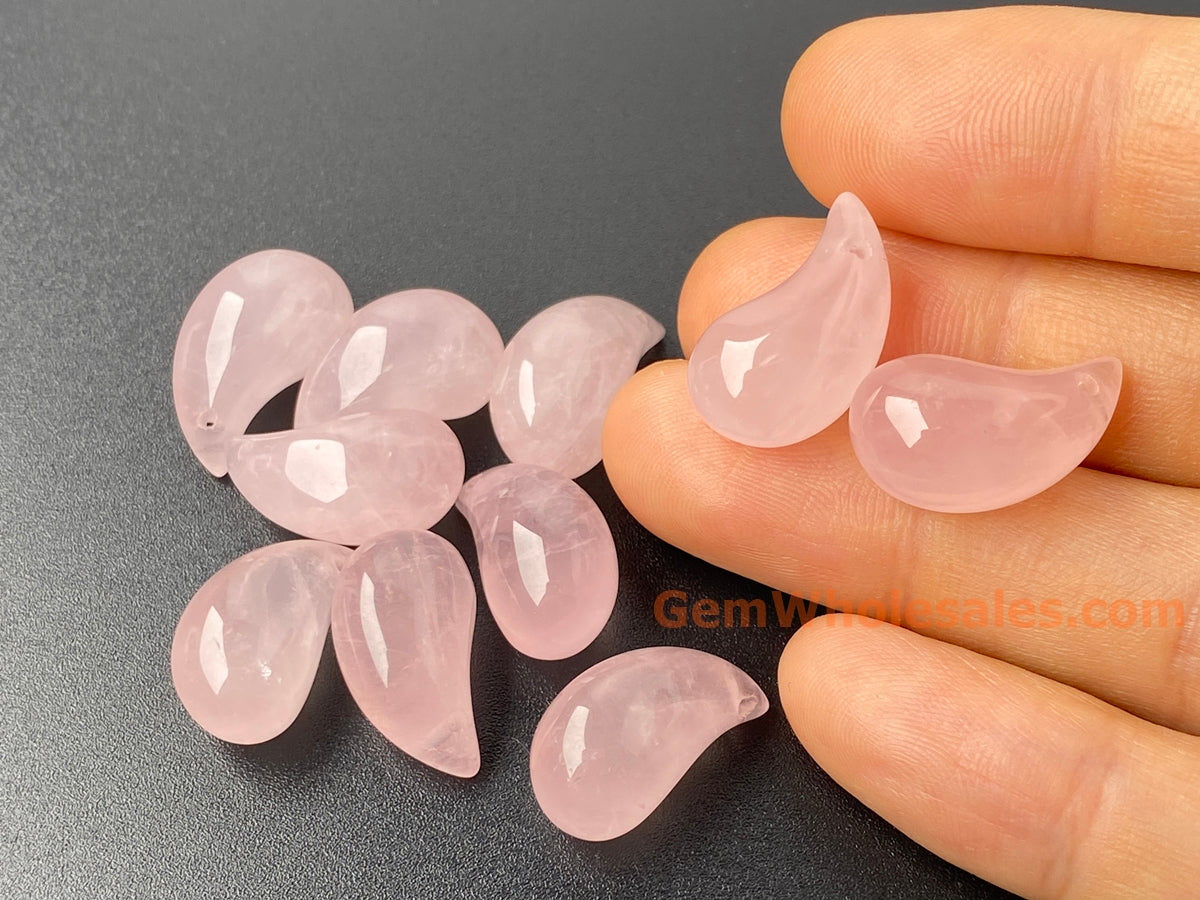 2PCS 11x19mm natural rose quartz teardrop beads/pendant