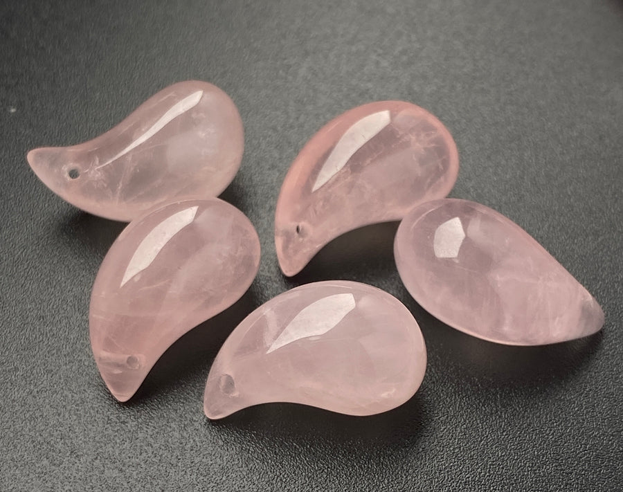 2PCS 11x19mm natural rose quartz teardrop beads/pendant