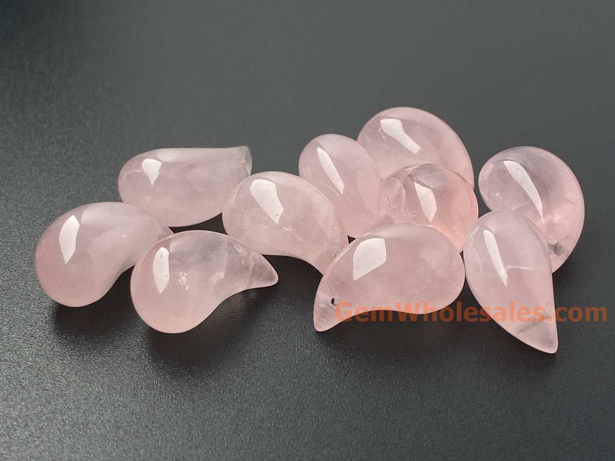 2PCS 11x19mm natural rose quartz teardrop beads/pendant