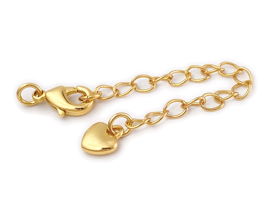 10PCS 7cm gold plated brass extender tail chain with charm