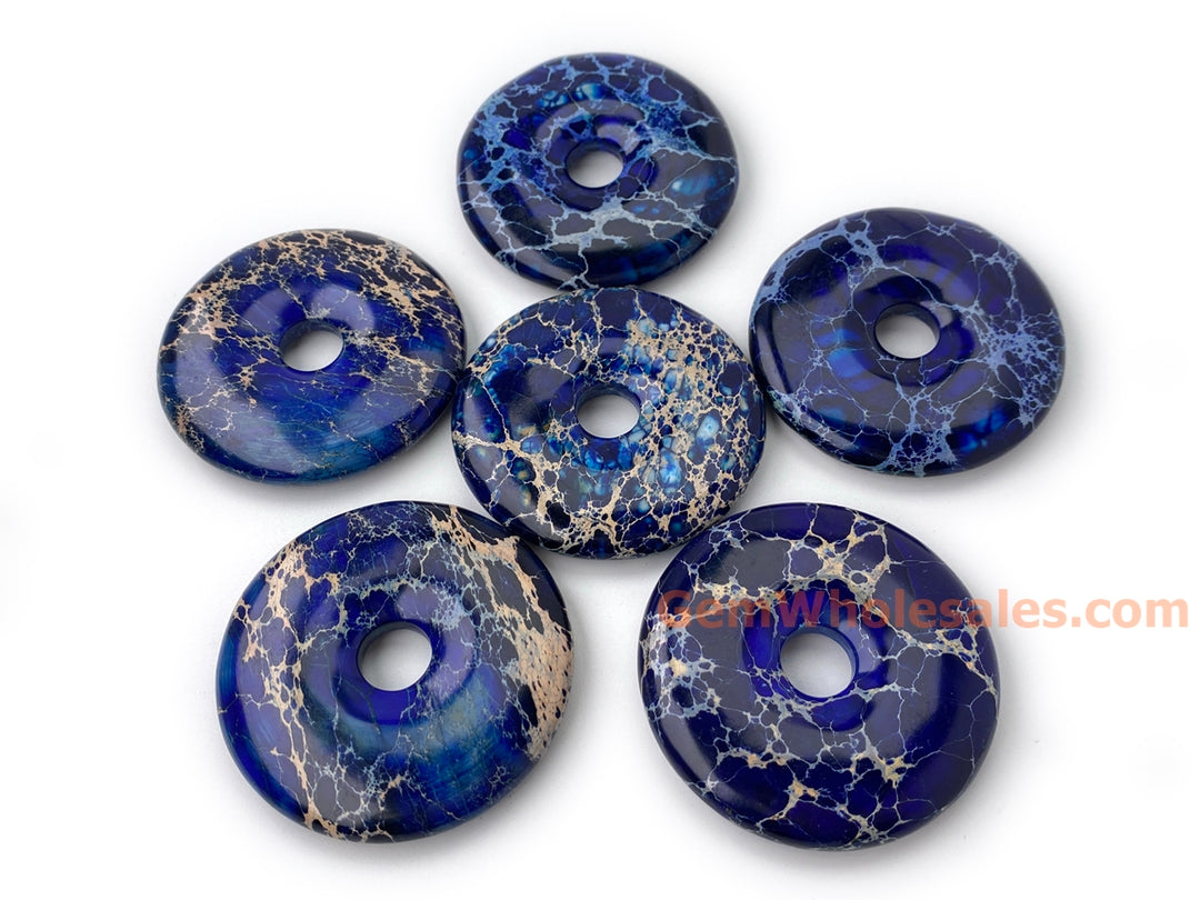 50mm Sea Sediment round donut,emperor jasper, Aqua Terra Jasper donut pendant