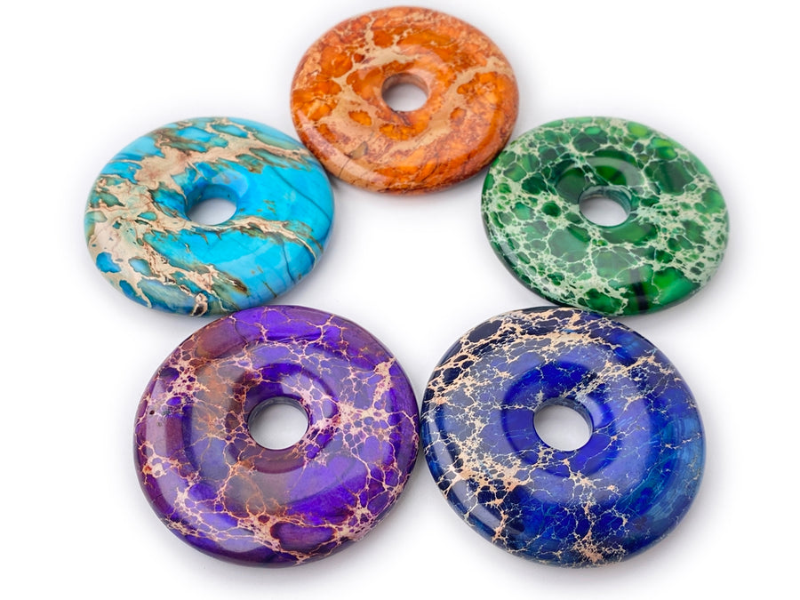 50mm Sea Sediment round donut,emperor jasper, Aqua Terra Jasper donut pendant