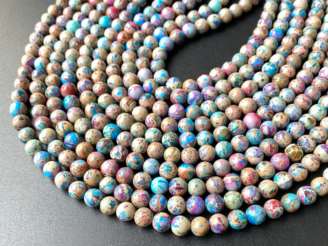 15.5" 8mm purple blue emperor jasper round beads, Terra Jasper
