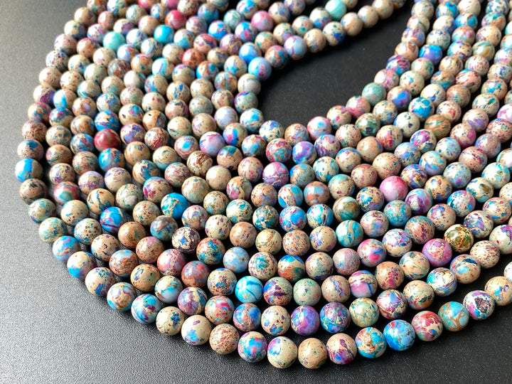 15.5" 8mm purple blue emperor jasper round beads, Terra Jasper