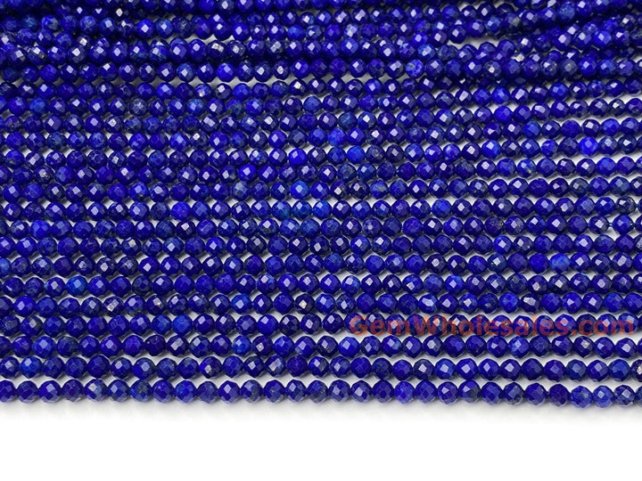 15.5" AA 3mm natural Lapis lazuli stone round faceted beads