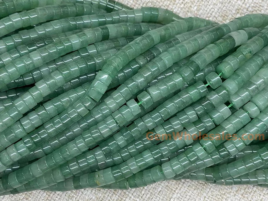 15.5“ 3x6mm green aventurine Heishi Disc gemstone jewelry beads
