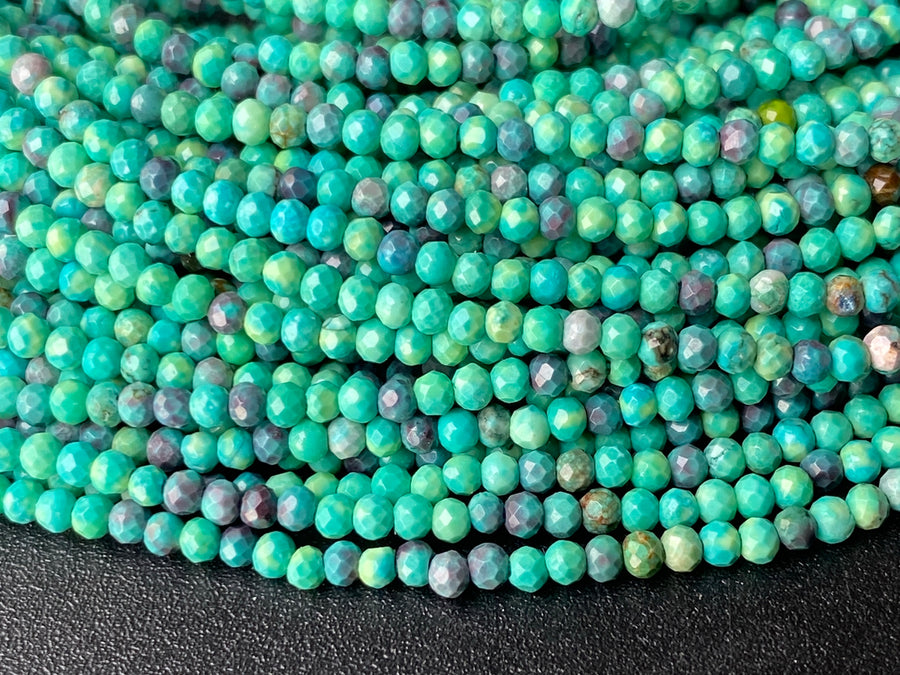 15.5" 2mm Mix purple green howlite round micro faceted beads