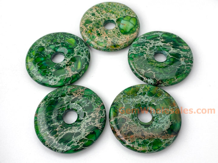 50mm Sea Sediment round donut,emperor jasper, Aqua Terra Jasper donut pendant