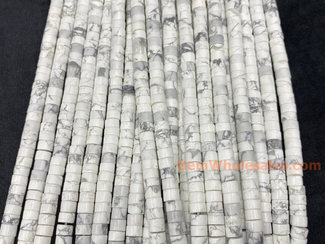 15" 3x6mm Natural white howlite stone heishi beads for jewelry making