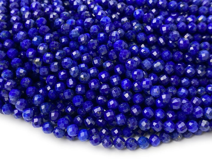 15.5" AA 3mm natural Lapis lazuli stone round faceted beads