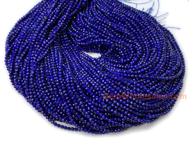 15.5" AA 3mm natural Lapis lazuli stone round faceted beads