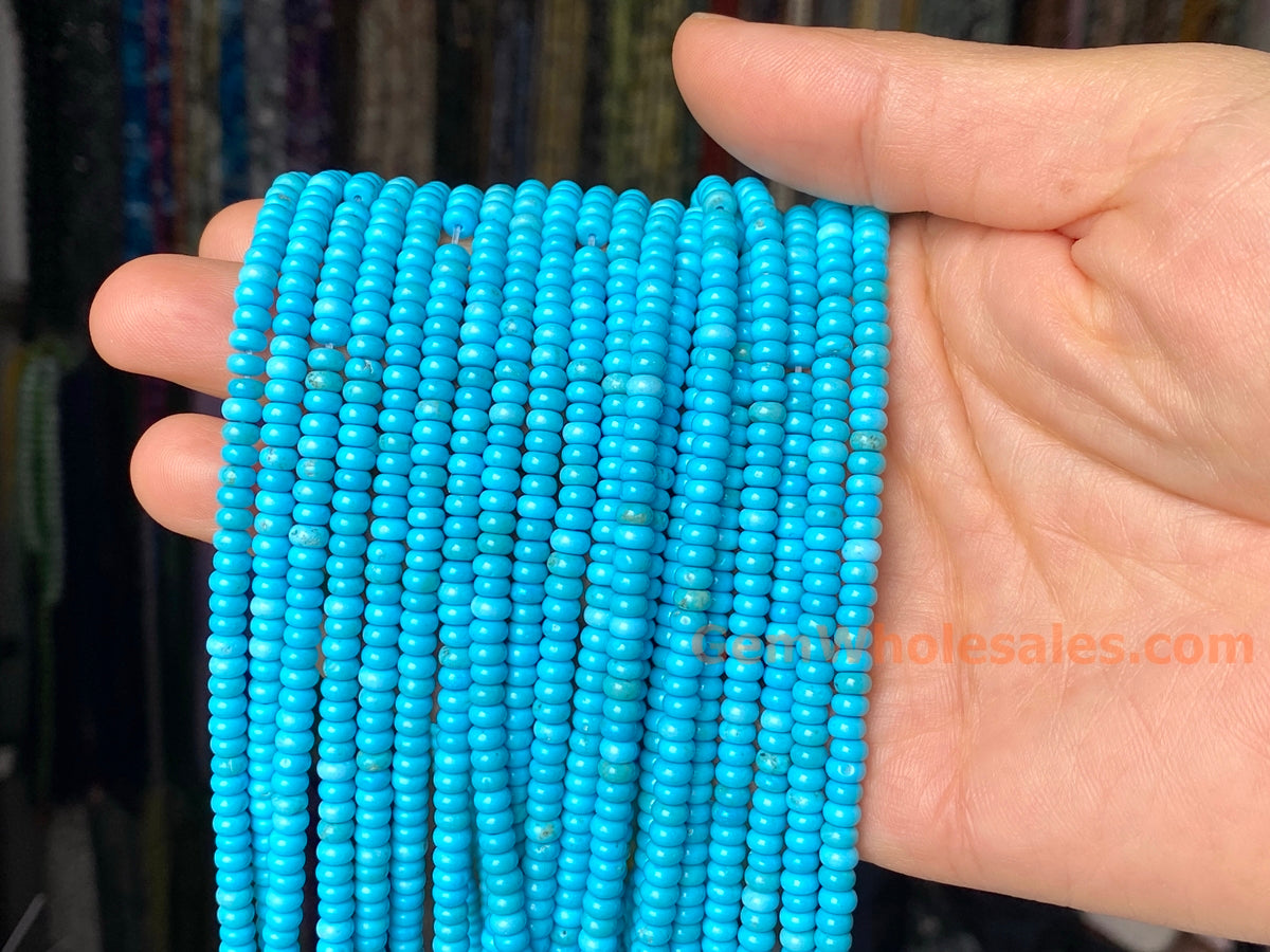 15.5" 2x4mm Blue howlite roundel/rondelle jewelry beads