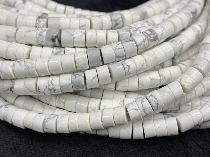 15" 3x6mm Natural white howlite stone heishi beads for jewelry making