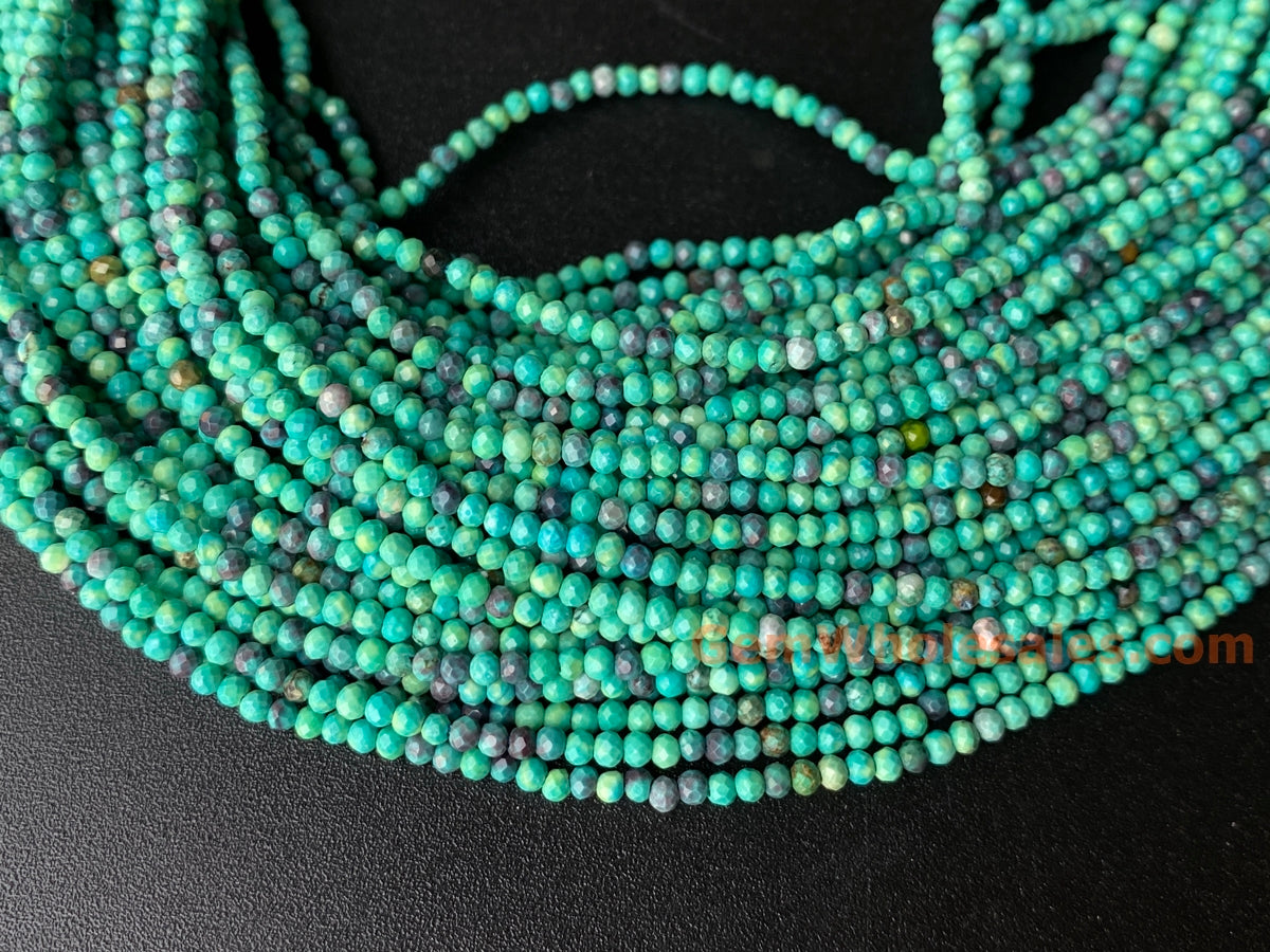 15.5" 2mm Mix purple green howlite round micro faceted beads