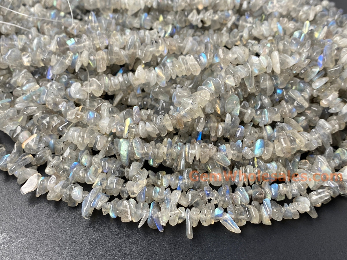 32" 5x10mm AA Natural Labradorite stone chips beads strand