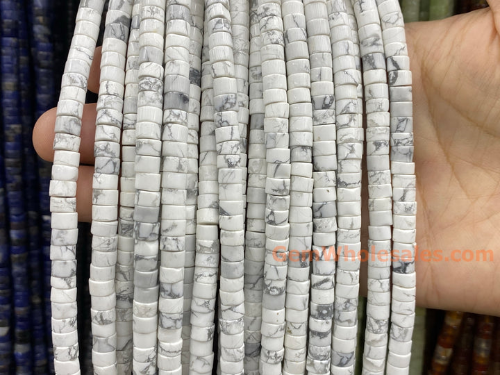 15" 3x6mm Natural white howlite stone heishi beads for jewelry making