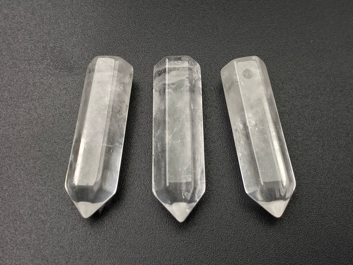 1PC 8x30mm Natural Clear Quartz Point Pendant, drilled Crystal Hexagonal Wand