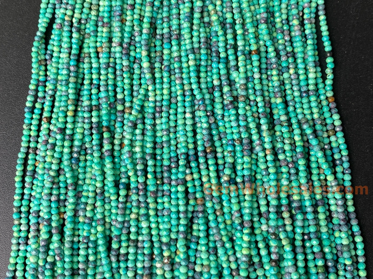 15.5" 2mm Mix purple green howlite round micro faceted beads