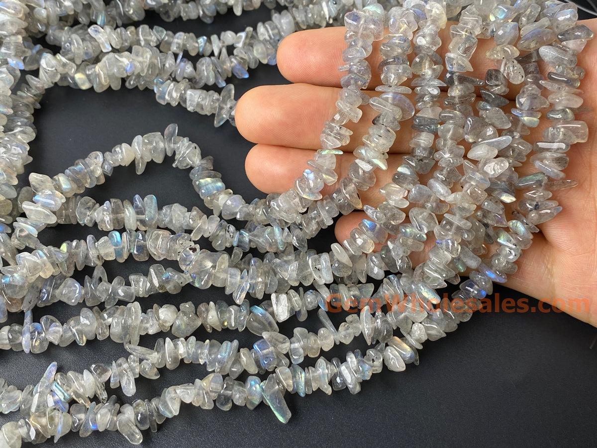 32" 5x10mm AA Natural Labradorite stone chips beads strand