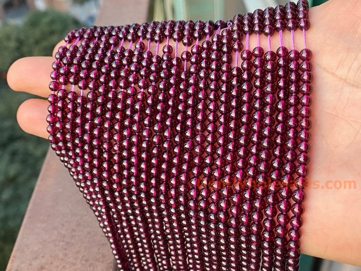 15.5" AAA 4mm natural Purple Red garnet stone tiny round beads