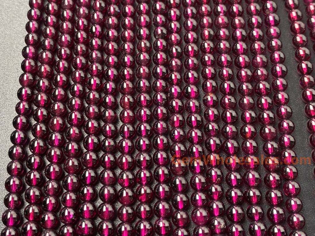 15.5" AAA 4mm natural Purple Red garnet stone tiny round beads