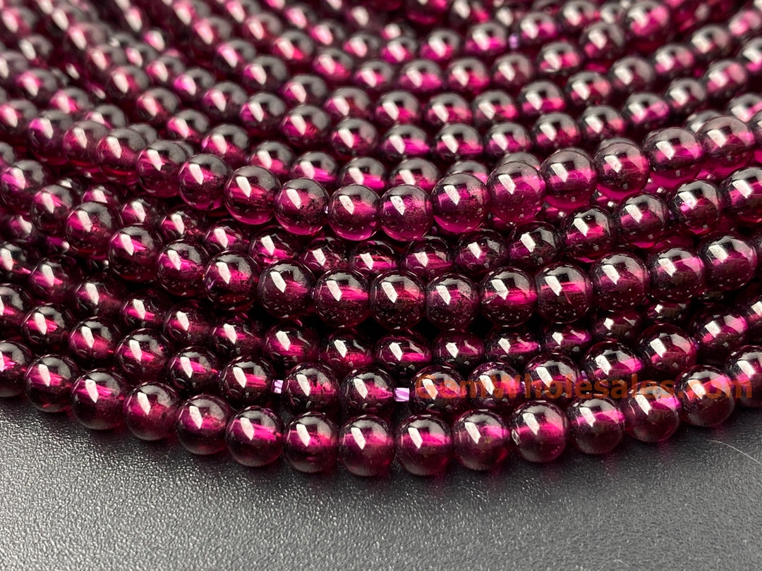 15.5" AAA 4mm natural Purple Red garnet stone tiny round beads