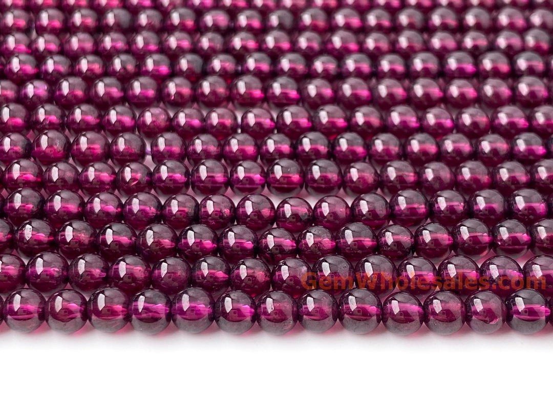 15.5" AAA 4mm natural Purple Red garnet stone tiny round beads
