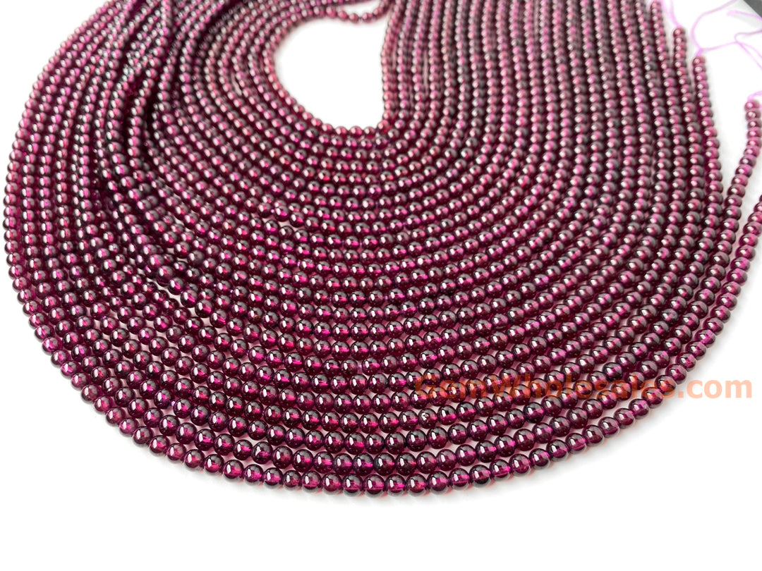 15.5" AAA 4mm natural Purple Red garnet stone tiny round beads