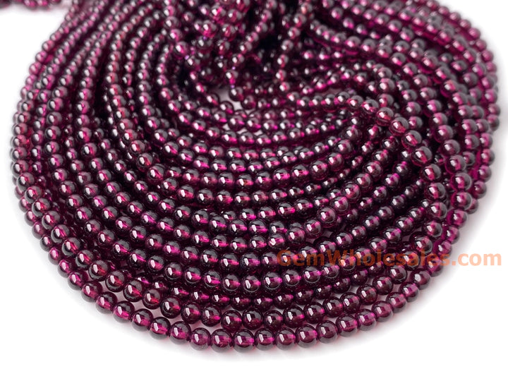 15.5" AAA 4mm natural Purple Red garnet stone tiny round beads