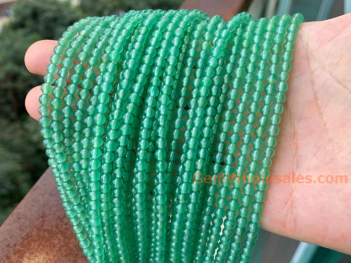 4mm light green Agate Round beads Gemstone, 14.75"
